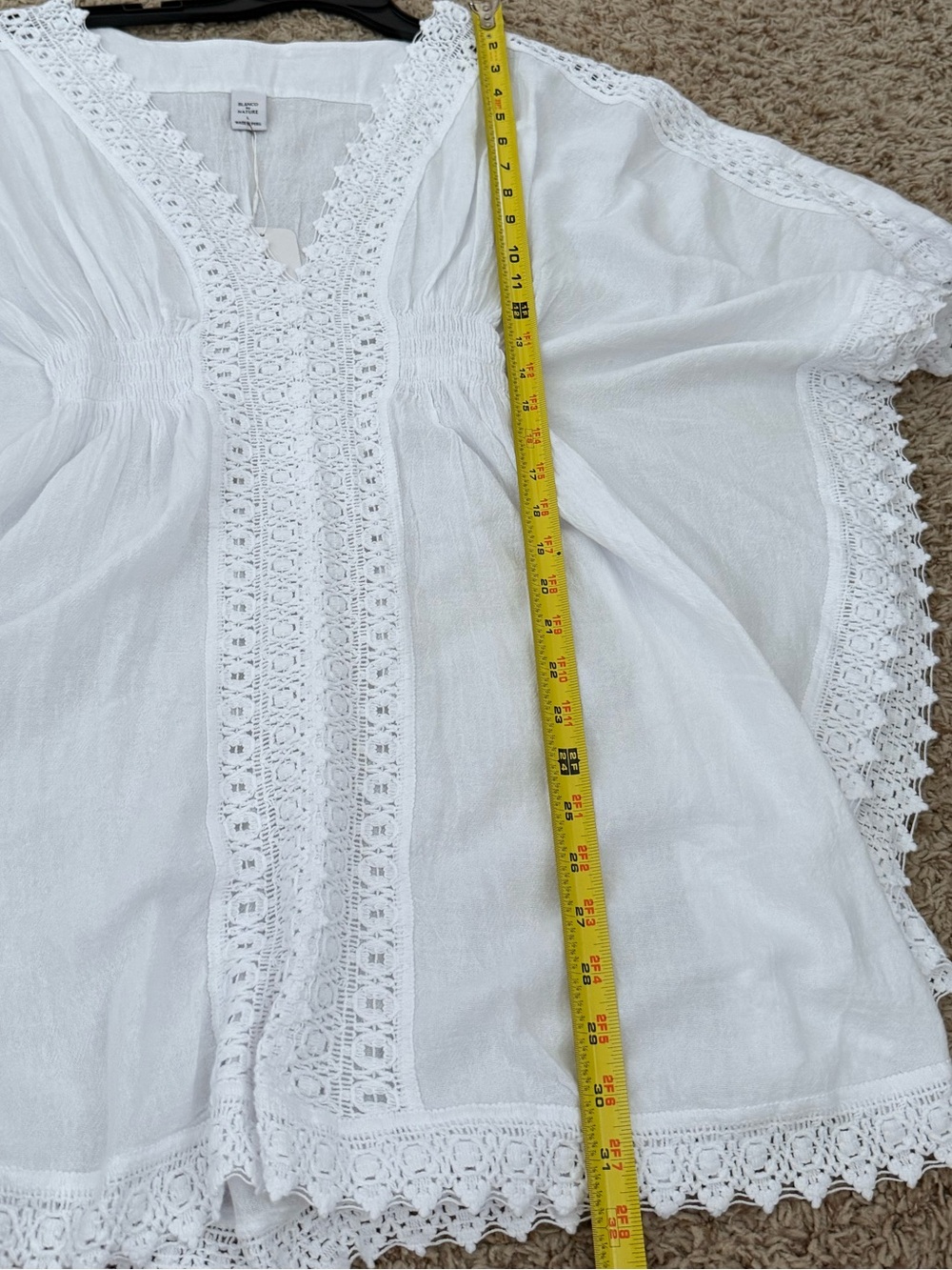 Blanco by Nature Aqua White Crochet Trim Swim Cover-Up Large - Picture 10 of 10